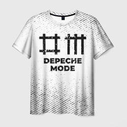 Мужская футболка 3D Depeche Mode с потертостями на светлом фоне