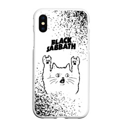 Чехол для iPhone XS Max матовый Black Sabbath рок кот на светлом фоне