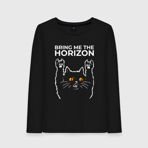 Женский лонгслив хлопок Bring Me the Horizon rock cat, цвет черный