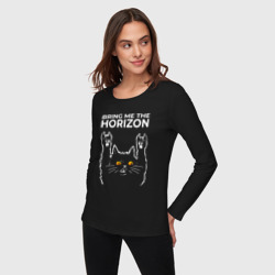 Женский лонгслив хлопок Bring Me the Horizon rock cat - фото 2