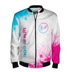 Мужской бомбер 3D Twenty One Pilots neon gradient style: надпись, символ