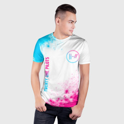 Мужская футболка 3D Slim Twenty One Pilots neon gradient style: надпись, символ - фото 2