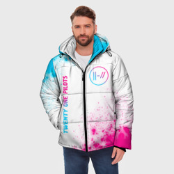 Мужская зимняя куртка 3D Twenty One Pilots neon gradient style: надпись, символ - фото 2