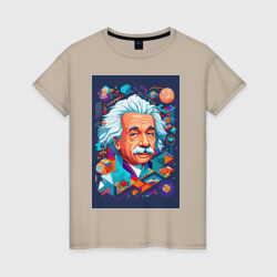 Альберт Эйнштейн гениальный ученый – Женская футболка хлопок с принтом купить со скидкой в -20%