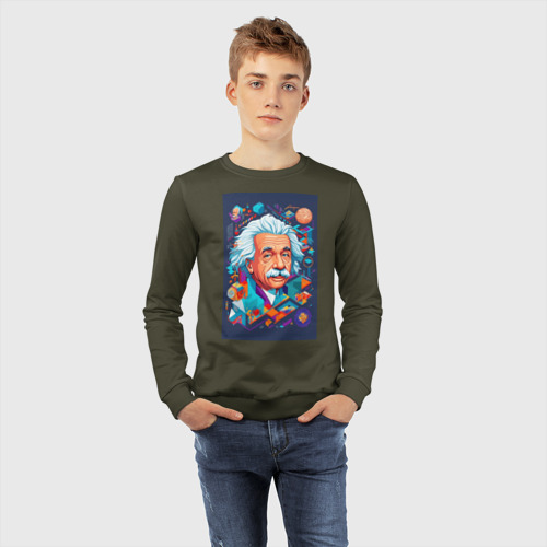 Детский свитшот хлопок с принтом Альберт Эйнштейн гениальный ученый, фото #4