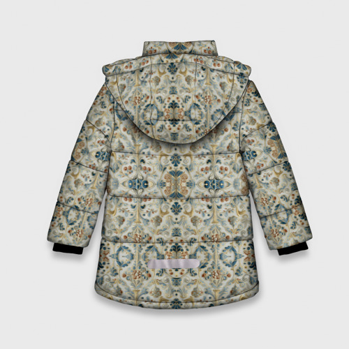 Зимняя куртка для девочек 3D с принтом Царские узоры, вид сзади #1
