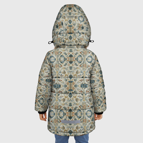 Зимняя куртка для девочек 3D с принтом Царские узоры, вид сзади #2