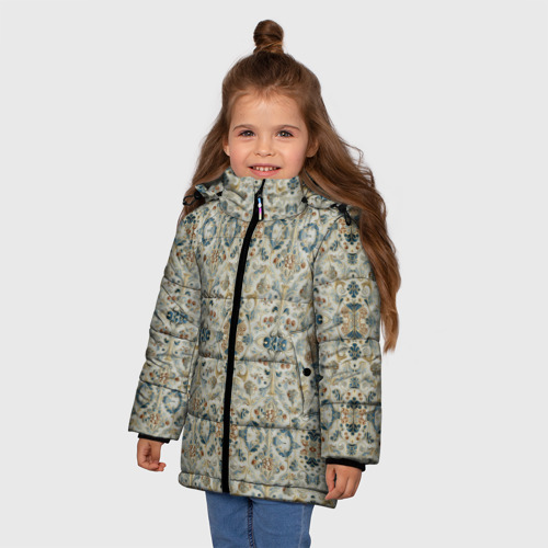 Зимняя куртка для девочек 3D с принтом Царские узоры, фото на моделе #1