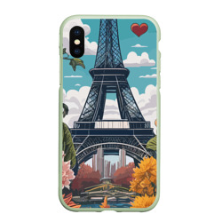 Чехол для iPhone XS Max матовый Эйфелева башня в цветах