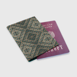 Обложка для паспорта матовая кожа Зелено-золотые ромбы - фото 2