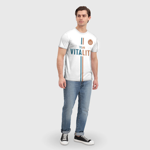 Мужская футболка 3D с принтом Форма Team Vitality white, вид сбоку #3