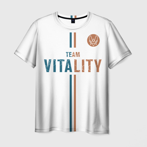 Мужская футболка 3D с принтом Форма Team Vitality white, вид спереди #2