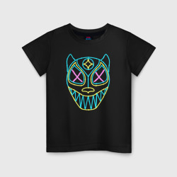 Светящаяся детская футболка Неоновая маска Кот