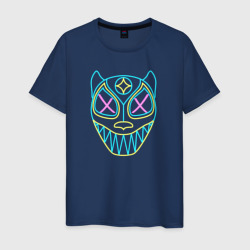 Светящаяся мужская футболка Неоновая маска Кот