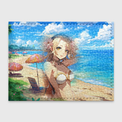 Обложка для студенческого билета Девушка блондинка на пляже