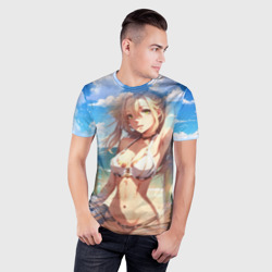 Мужская футболка 3D Slim Девушка на море - фото 2