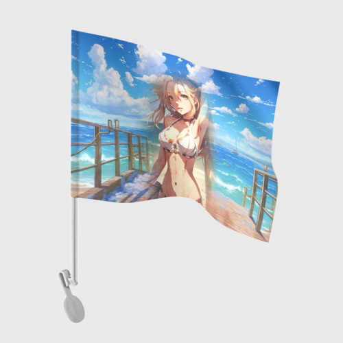Флаг для автомобиля Девушка на море