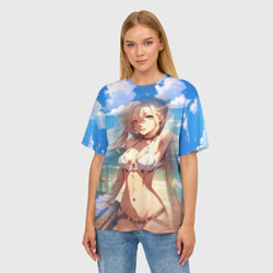 Женская футболка oversize 3D Девушка на море - фото 2