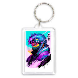 Брелок прямоугольный 35*50 Ninja - Japan - pop art - neural network