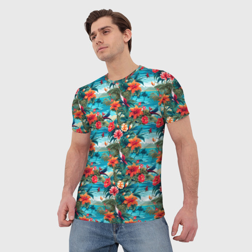 Мужская футболка 3D с принтом Гавайский паттерн, фото на моделе #1