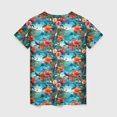 Женская футболка 3D с принтом Гавайский паттерн, вид сзади #1
