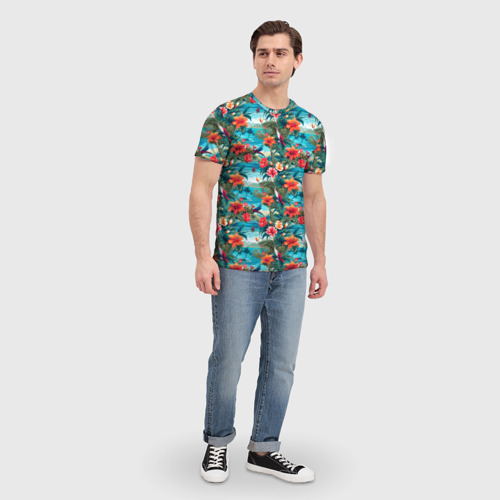 Мужская футболка 3D с принтом Гавайский паттерн, вид сбоку #3
