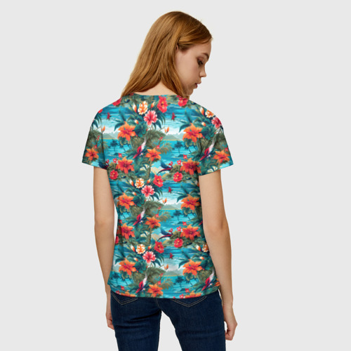 Женская футболка 3D с принтом Гавайский паттерн, вид сзади #2