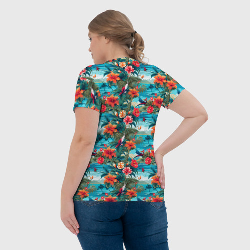 Женская футболка 3D с принтом Гавайский паттерн, вид сзади #2