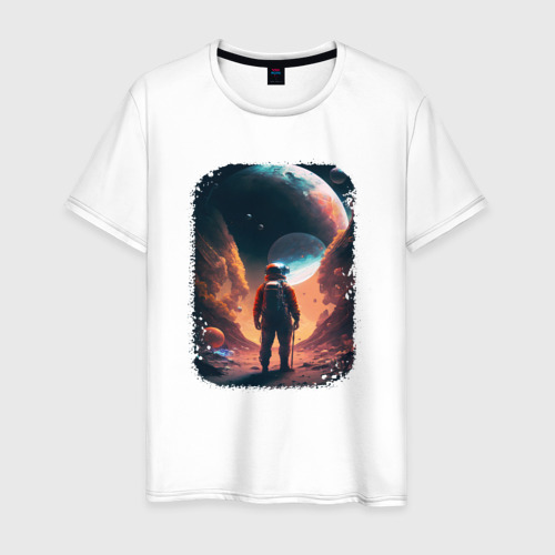 Мужская футболка хлопок Astronaut conquers space, цвет белый