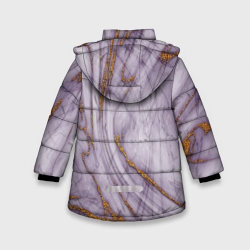 Зимняя куртка для девочек 3D с принтом Grey golden style, вид сзади #1