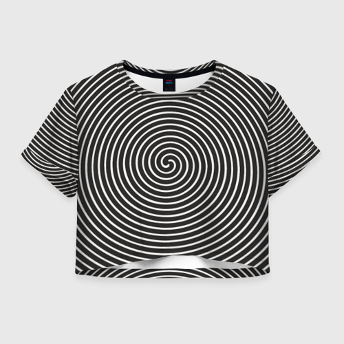 Женская футболка Crop-top 3D Оптическая спираль, цвет 3D печать