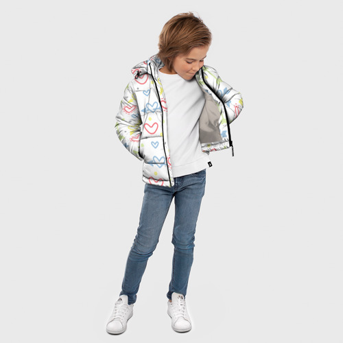 Зимняя куртка для мальчиков 3D Color hearts, цвет светло-серый - фото 5