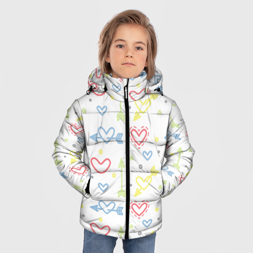 Зимняя куртка для мальчиков 3D Color hearts, цвет светло-серый - фото 3