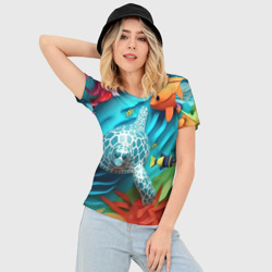 Женская футболка 3D Slim Объемная фэнтази черепаха - фото 2