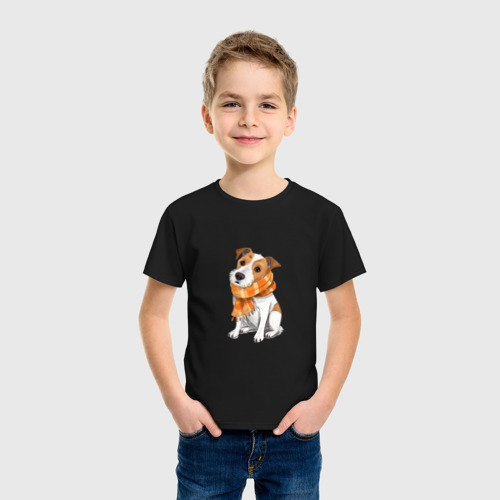 Детская футболка хлопок Лучший друг - Джек-рассел-терьер жесткошёрстный, цвет черный - фото 3