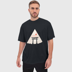 Мужская футболка oversize 3D Японские ворота Тории в горах - фото 2