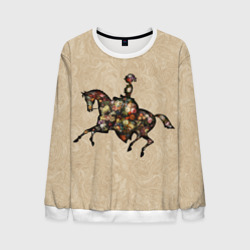 Мужской свитшот 3D Ретро девушка на лошади и винтажные цветы