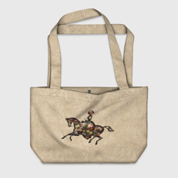 Пляжная сумка 3D Ретро девушка на лошади и винтажные цветы