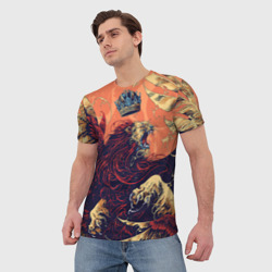 Мужская футболка 3D Грифон с головой льва - фото 2