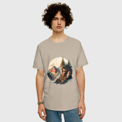 Мужская футболка хлопок Oversize Горы в стиле моротай - фото 2