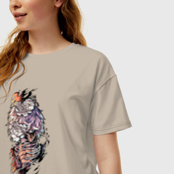 Женская футболка хлопок Oversize Габимару с цветами - фото 2
