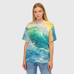 Женская футболка oversize 3D Нарисованные волны моря - фото 2