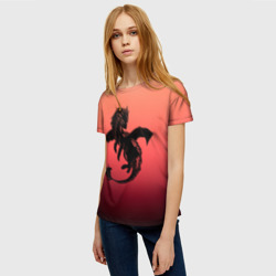 Женская футболка 3D Силуэт дракона - фото 2