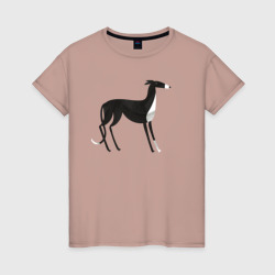 Пёс грейхаунд – Женская футболка хлопок с принтом купить со скидкой в -20%