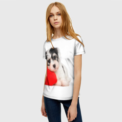 Женская футболка 3D Собачка с подушкой-сердечком - фото 2