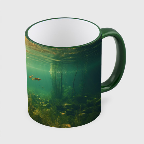 Кружка с полной запечаткой Рыбки в море, цвет Кант зеленый - фото 3