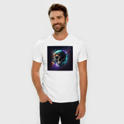 Мужская футболка хлопок Slim Космический череп - нейросеть - фото 2