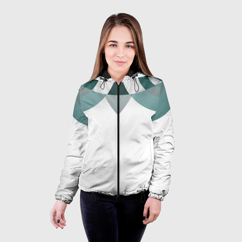 Женская куртка 3D с принтом Геометрическая сова, фото на моделе #1