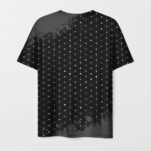 Мужская футболка 3D с принтом Bleach glitch на темном фоне, вид сзади #1
