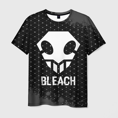 Мужская футболка 3D с принтом Bleach glitch на темном фоне, вид спереди #2